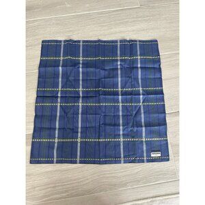 RENOMA Paris Blue Plaid 16" x 16" Cotton Scarf
